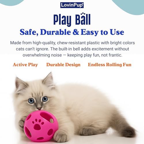 Large Cat Ball Toy with Bell – Blue (4", 1-Pack)