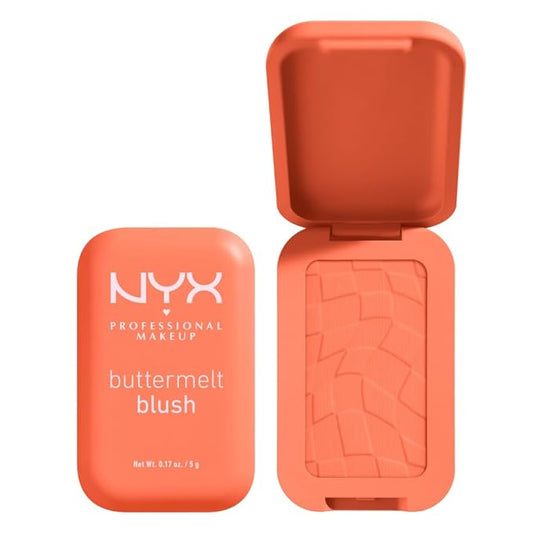 NYX PROFESSIONAL MAKEUP Buttermelt Powder Blush, Fade and Transfer-Resistant Blush, Up to 12HR Make Up Wear, Vegan Formula - Sooner The Butta