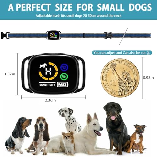 Bark Collar for Small Dogs,No Shock Anti Bark Collar with 3 Adjustable Modes Beep&Vibration,Barking Collar with 6 Adjustable Sensitivity Rechargeable Smart Training Collar (Blue)