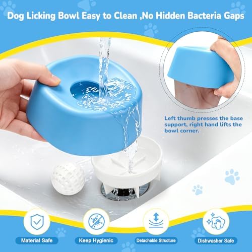 Slow Feeder Dog Bowls for Liquid Treat Wet Food Blue