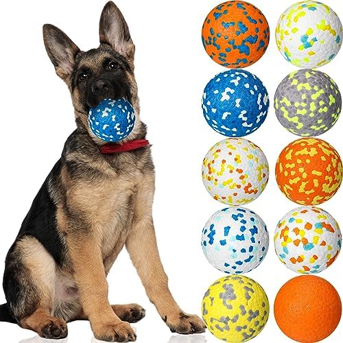 Lenwen 10 Pcs Dog Balls for Aggressive Chewers, 3 Inch, Bright Color