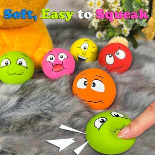 Latex Squeaky Dog Toys for Small Dogs, Mini Breeds, 2.2" Flat Ball