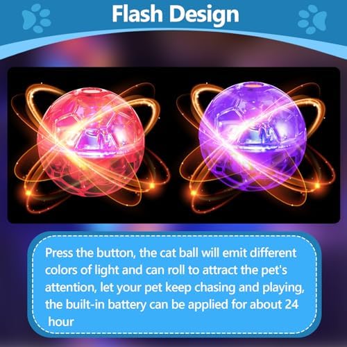 Sratte 2 Pcs Light up Cat Balls Ghost Hunting Motion, Pink, Purple