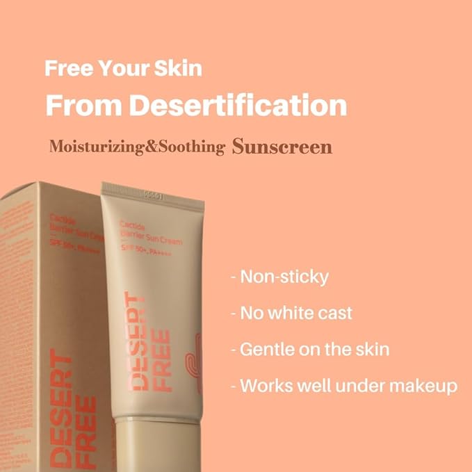 DesertFree Broad Spectrum Sunscreen SPF 50 with Aloe Vera & Vitamin E - Lightweight, Non-Greasy, Water-Resistant, Suitable for All Skin Types - 50ml
