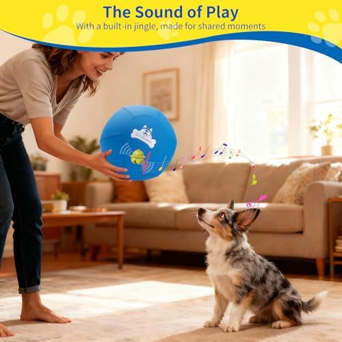 10'' Herding Ball for Dogs Built-in Bell, Interactive Dog Toy