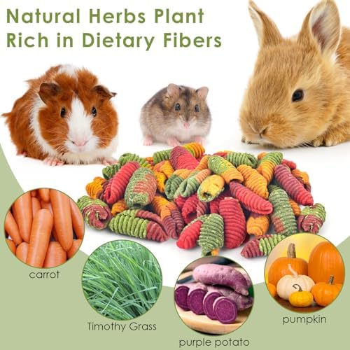 ERKOON Chinchilla Treats, Timothy Grass Chew Toys for Teeth for Rabbit Guinea Pig Gerbil Rat Dwarf Hamster (Large Size-3 Pack)