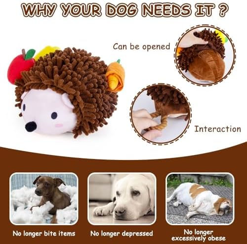 AWOOF Dog Snuffle Toy Dog Enrichment Toys Interactive Puzzle Dog Toys Encourage Natural Foraging Skills Slow Feeder for Training and Stress Relief, Cloth Strip Hiding Food Chew Toys with Squeaky Toy