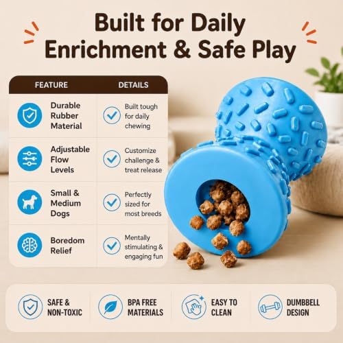 Treat Dispensing Dog Toy, Puzzle Toy for Small & Medium Dogs, Slow Feeder