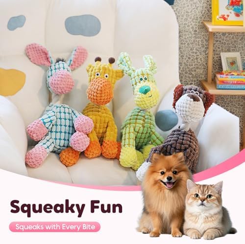 2026 New Dog Toys, Indestructible Plush Dog Toy for Aggressive Chewers, Interactive Squeaky Soft Puppy Chew Toy, Durable Teething Toys for Small Medium Large Dogs (Green+Orange)