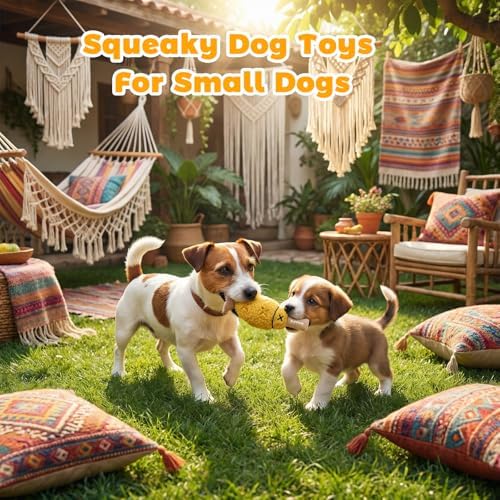 Grilled Fish Skewer Hide & Seek Plush Toy for Small Dogs & Puppies: Treat Dispensing Pocket, Squeaker and Crinkle Sounds, Tear-Resistant Chew for Aggressive Chewers