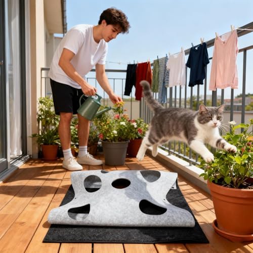 Interactive Cat Tunnel Mat for Indoor Cat Cave Fun Activity Mat Foldable Kitten Play Mats and Play Pet Enrichment Toy for Small Pets
