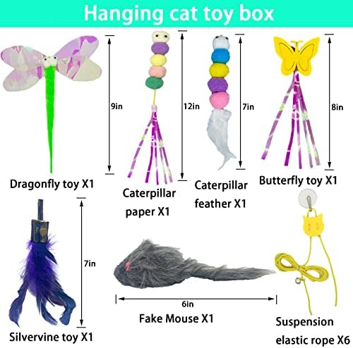 Cat Toy Hianging 6 Pcs Indoor Door Interactive Feather for Hunting
