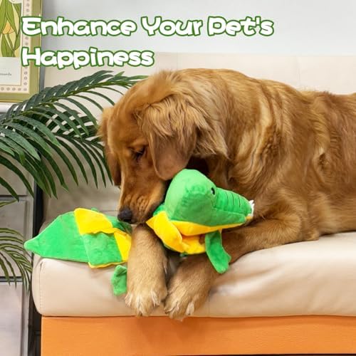 Mihachi Dog Squeaky Toys 16 Squeakers for Aggressive Chewers, Tough Interactive Tug of War Dog Toy-Squeaky Chew Toy for Small,Medium,Large Breed No Stuffing Crocodile Toy, Fun Long Toys 22.8 Inches