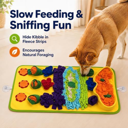 Snuffle Mat for Dogs – Extra Large 32'' x 20'', Washable Slow Feeder Dog Toy, Durable Interactive Dog Puzzle for Mental Stimulation & Nosework Training, with Anti-Slip Suction Cups