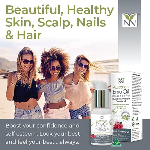 Y Not Natural Pure Emu Oil - Organic Moisture for Face, Body, Hair, Scalp & Nails - Rich in Omega 3-6-9, Vitamins & Essential Minerals - Australian Emu Oil (60ml) 2.03 fl oz - Rose Wardia