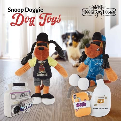 Snoop Doggie Dogs Plush Squeaky Dog Toy– Soft Interactive Chew Toy for