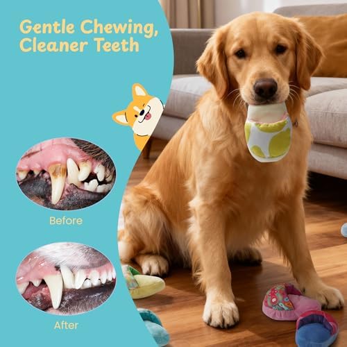 Nocciola 10 Pack Slipper Dog Toys, Squeaky Crinkle Plush Dog Toys for Small Medium Dogs, Interactive Chew Toys for Boredom, Indoor Soft Puppy Toy Set