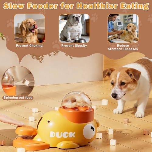 Interactive Puzzle Toy Treat Dispenser Toy for Dog & Cat, Duck Slow Feeder | Eenrichment Toys for Small Medium Dogs & Cats, Promotes IQ Training Reduces Bloating Anti Gulping