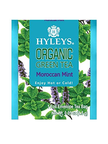 Hyleys Organic Green Tea Moroccan Mint Flavor - 25 Tea Bags (Pack of 2)