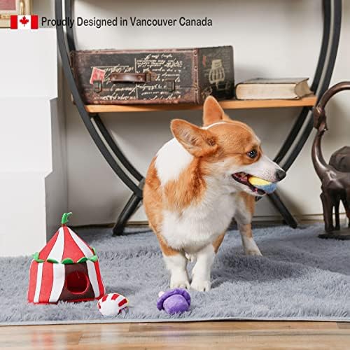 HugSmart Pet – Happy Circus |Squeaky Hide and Seek Plush Dog Toys | Cute Interactive Plush Puzzle Toys for Small/Medium Dogs (Happy Circus)