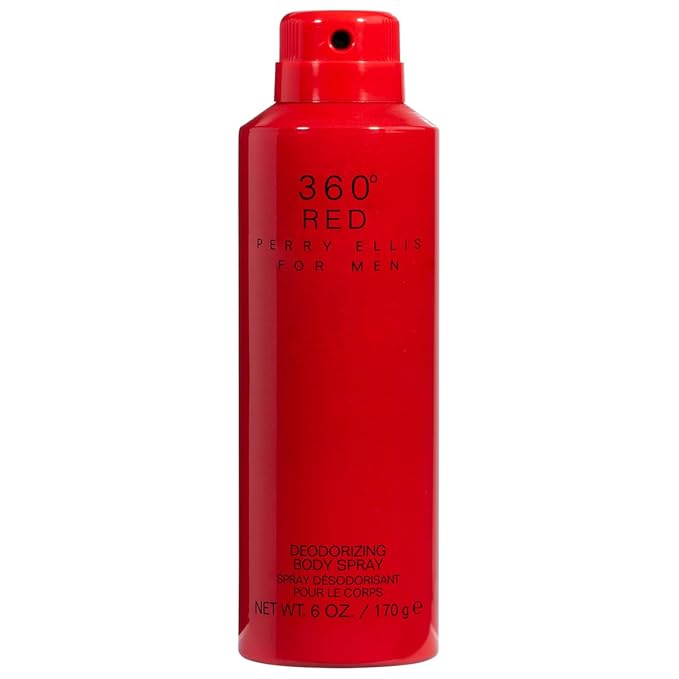 Perry Ellis 360 Red 3.4oz EDT Spray, 6oz Body Spray, 3oz Shower Gel, 7.5ml EDT Spray Men 4 Pc Gift Set
