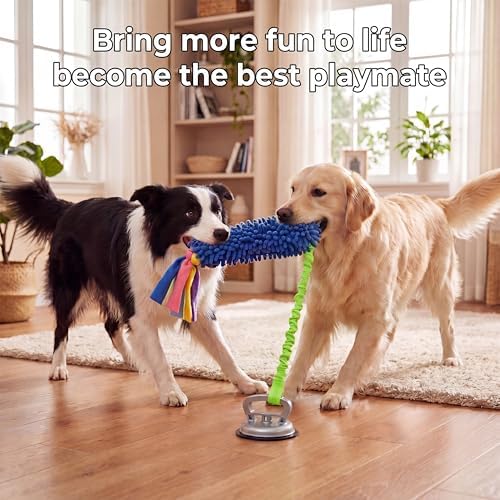 Dog Tug Toy, Self-Play Interactive Teeth Cleaning Toy for Boredom Relief, Chew Toy for Small Medium Dogs, 23.6" Rope for Aggressive Chewers (Blue)