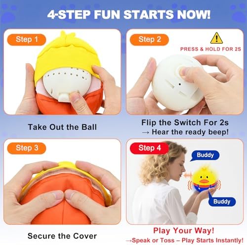 ZanLLW Interactive Dog Toys, Responds to Barks, Nudges & Paws, Keep Them Busy for Hours! Rechargeable Hard-Wearing Oxford Fabric Self-Play Puppy Toy with Motion/Sound Feedback, Dog Indoor-Play Toy