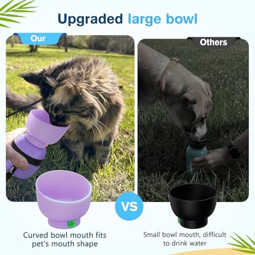 Pecute Portable Dog Water Bottle, 2 in 1 Cat Dog Travel Water Bottle Bowl Leakproof with Double Seal, BPA Free, Lightweight, Pet Small Animal Water Bottel Dispenser for Outdoor Walking Hiking Travels