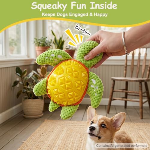 Squeaky Plush Turtle Dog Toy – Interactive Chew & Cuddle