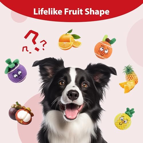 Gigwi Squeaky Tennis Balls for Dogs, 3 Pack Fruit Dog Ball for Small Dogs