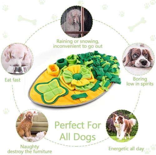 Snuffle Mat for Dogs and Cats, Interactive Nosework Feeding Puzzle Toy, Encourages Natural Foraging Skills, Stress Relief, 28 x 16 Inch