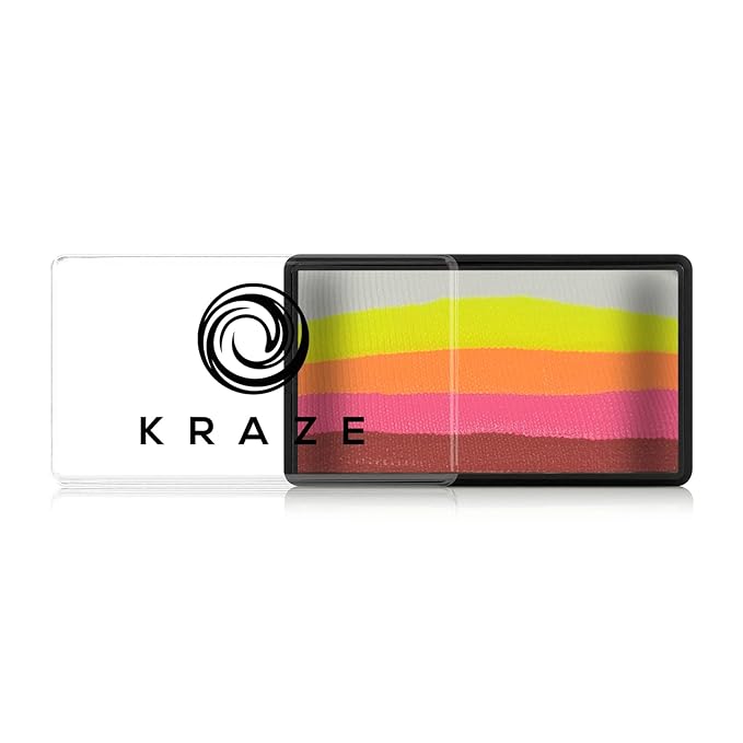 Kraze FX Dome Stroke - Burning Heart (25 gm), Professional 1-Stroke Split Cake, Hypoallergenic, Non-Toxic, Water Activated Face & Body Painting Makeup Supplies for Halloween, Kid Safe, Adults