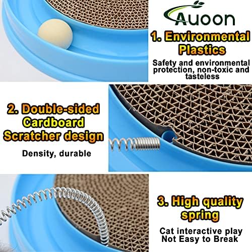 AUOON Cat Scratcher Toy with Ball Track for Indoor Cats and Kittens, Blue