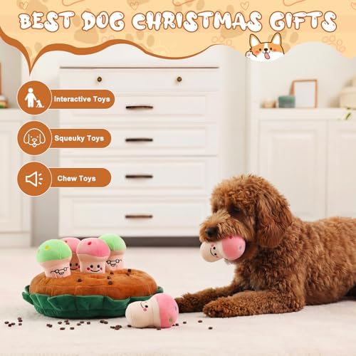 Skylety 7 Pcs Interactive Dog Toys Set, Snuffle Mat for Dogs, Treat Hiding Puzzle and Squeaky Plush, Mushroom Dog Toys for Small Medium Dogs, Training and Boredom Relief Plaything