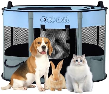 Foldable Pet Playpen, Portable Crate for Dogs & Cats, Indoor Outdoor Travel