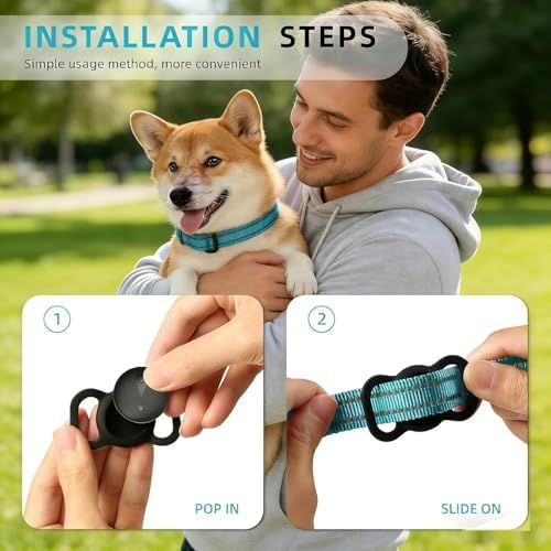 GPS Tracker for Dogs, Smart Collar with Real-Time Locator with Holder | Pet Location Tracker, No Monthly Fee / No SIM Card, Works with iOS Find My, Ultra-Slim, IP68 Waterproof, Reliable