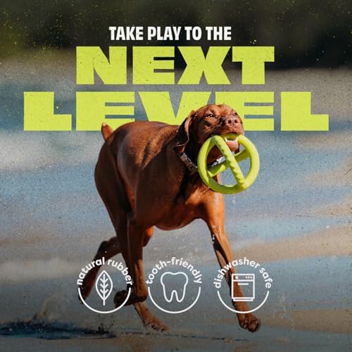 Bundle of Benebone Wishbone Durable Dog Chew Toy for Aggressive Chewers, Real Bacon, Made in USA, Medium + Benebone Natural Rubber Tug Interactive Dog Toy, Natural Rubber