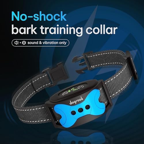 Dogrook Humane No Shock Rechargable Beep & Vibration Bark Collar for Dogs
