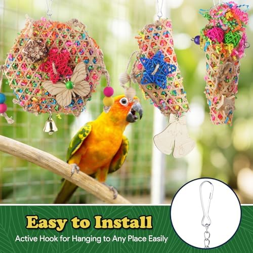 Bird Toys, Parakeet Foraging Toy, Hanging Chewing Toy, Bird Cage Accessories – Suitable for Cockatiels, Budgies, Lovebirds, Conures and Other Small Parrots