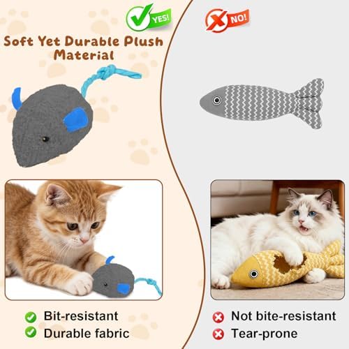 20PCS Cat Catnip Mice Toys, Mouse Toys for Cats, Interactive, Encourages Agility, Coordination, for Indoor Cats and Kittens, Cat Chew Toy for Exercise for Pet Cat Kitten Kitty