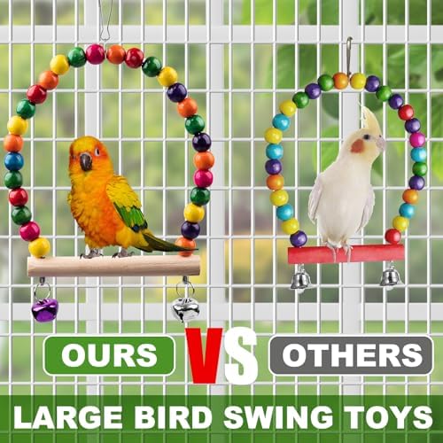 Bird Toys for Parakeets 7Pcs, Wood Parrots Budgie Cage Accessories