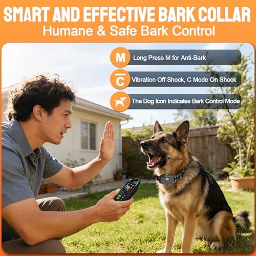 2-in-1 Dog Shock Collar & Bark Collar for 2 Dogs with Remote, 10-100lb