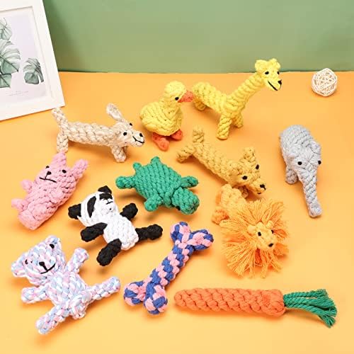 Sumind 12 Pcs Rope Dog Toys for Aggressive Chewers,Giraffe