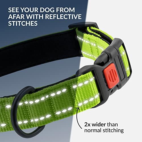 Reflective Dog Collar, Quick-Release Buckle (Lime Green, 10-13 Inch)