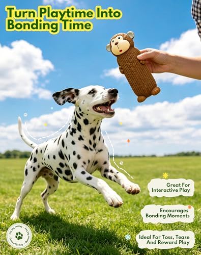 Deeow Monkey Latex Dog Toy with Unique Squeaker for Cuddling Puppy Teething