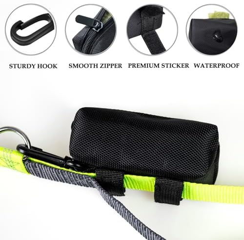 2 Pack Dog Poop Bag Holder for Leash + 80 Count Doggie Waste Bag, Black