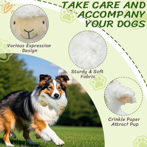 Squeaky Stuffed Sheep Dog Toys, Chew for Large Medium Small Breeds