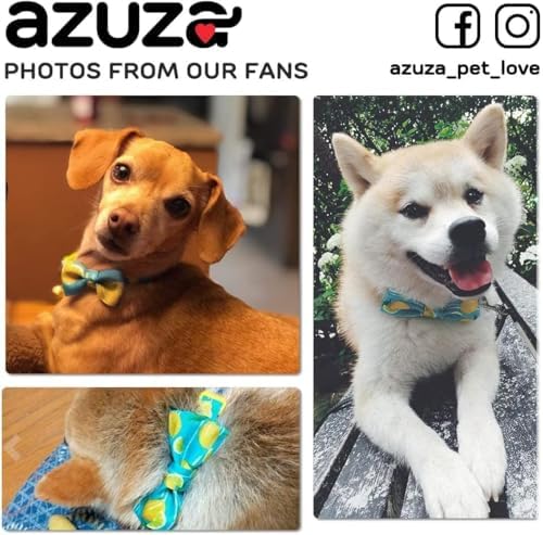 azuza Dog Collar Bow Tie, Soft Adjustable Bow tie Dog Collars for Medium Dogs