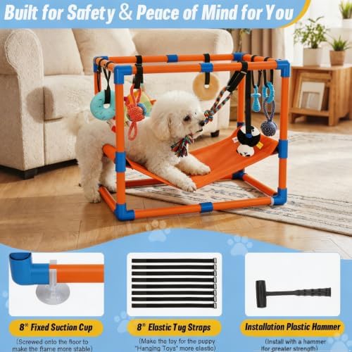 Orange Puppy Play Gym with 8 Hanging Toys