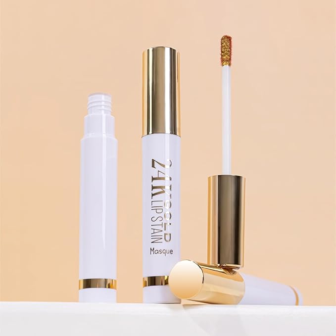 Mauve Liquid Matte Lip Liner Stain Peel Off with Tweezer, Long Lasting, Waterproof New Gold Matte Lipstick Lip Gloss Tattoo for Women, Smudge-proof Non-Stick Cup Lip Tint Makeup 04#